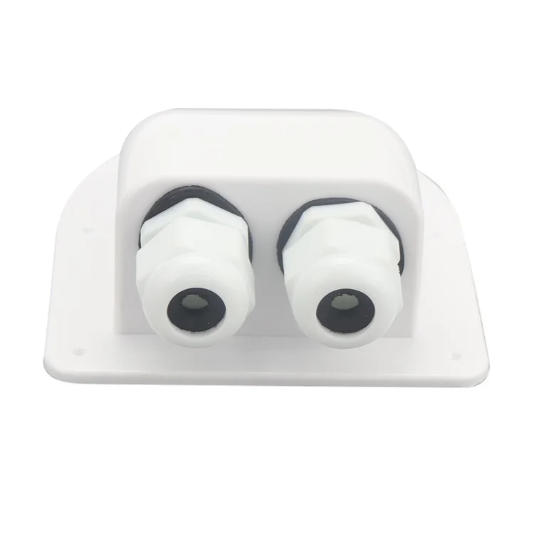 A6098 Solar Panel White Double Cable Entry Gland Box Waterproof RV Camper Solar Entry Housing with Screws