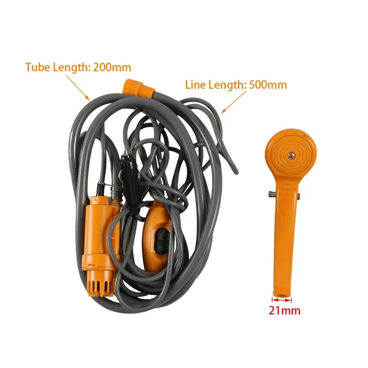A6723 12V Car Cigarette Lighter Plug Portable Electric Water Pump Shower Device for Outdoor Camping Car Washing - Yellow