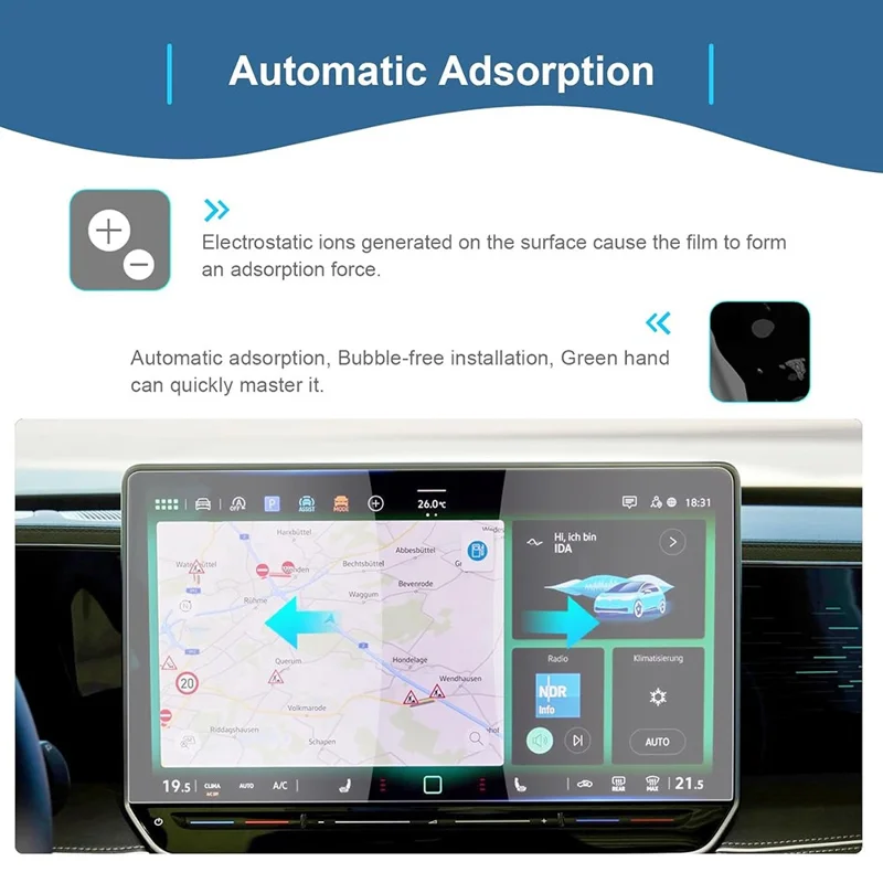 For ID.3 2025-2026 12.9 Inch Navigation Screen Protector 9H Hardness HD Clear Tempered Glass Film
