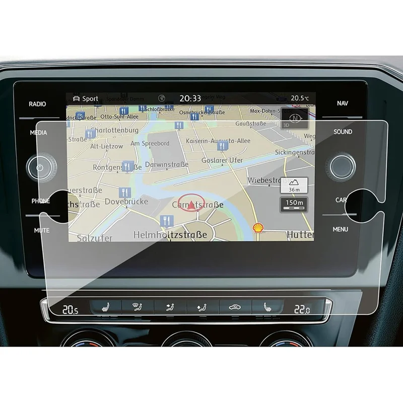 For T-ROC 2018 8 Inch Navigation Screen Protector 9H Hardness Shatterproof Tempered Glass Film (with Knob Holes)