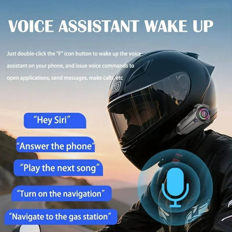 F10 PRO Motorcycle Helmet Bluetooth-compatible Intercom Headset with Hard Mic IP67 Waterproof 1000m Range Two-way Communication Interphone