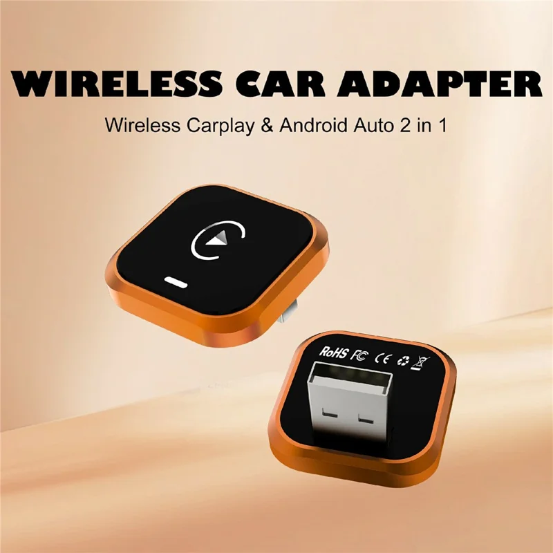 CP030-5 2 in 1 Wireless CarPlay Android Auto Adapter WiFi 6 Dual Band USB Dongle Car AI Box - Orange