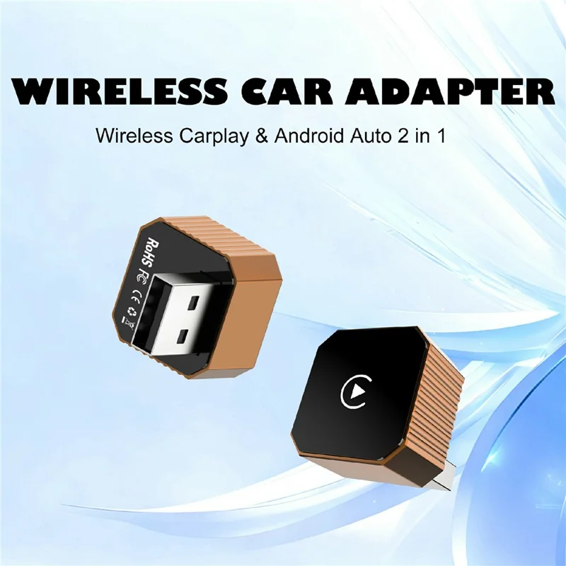 CP031-3 2 in 1 Wireless CarPlay Android Auto Adapter Plug and Play USB Dongle AI Box für Auto – Orange