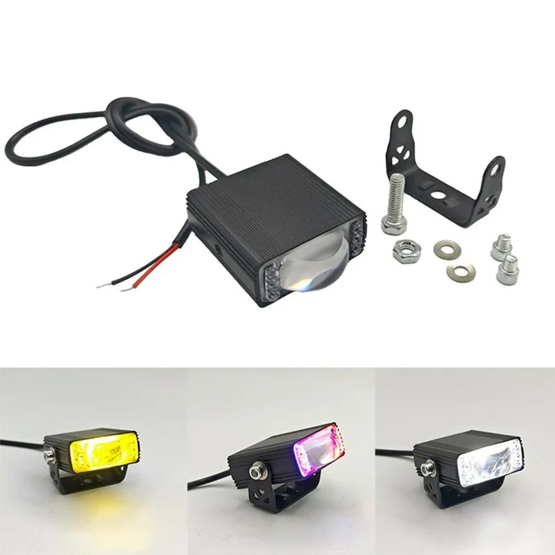 8W LED Headlight White Yellow Strobe 5 Modes Dual Lens Fog Light for Car Motorcycle SUV - Black