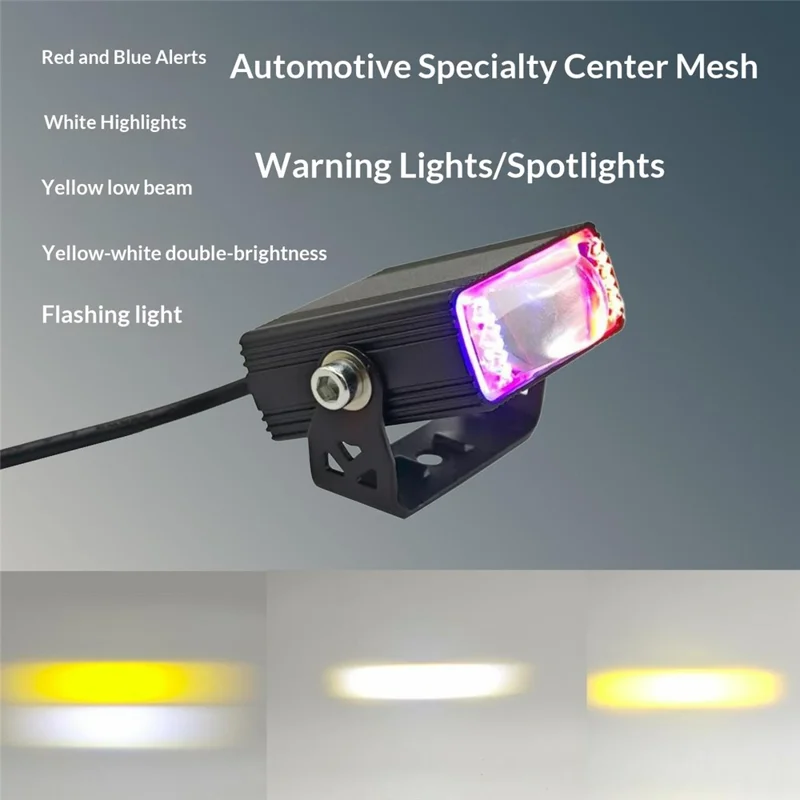 8W LED Headlight White Yellow Strobe 5 Modes Dual Lens Fog Light for Car Motorcycle SUV - Black