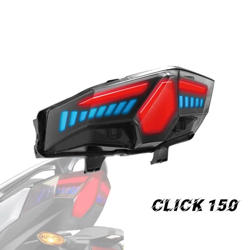 Motorcycle LED Tail Light for CLICK 125 / 150 / V1 / V2 / V3 / 125i V-Shape Turn Signal Brake Lamp - Blue Light
