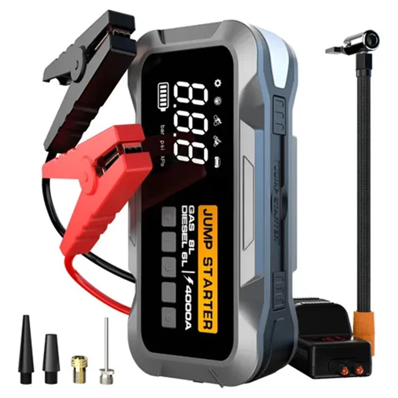 CY97 10000mAh Car Jump Starter with Air Compressor 150PSI Tire Inflator with LED Emergency Light