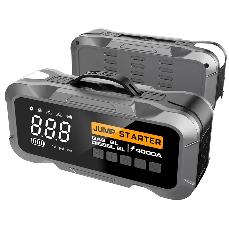 CY97 12000mAh Car Jump Starter with Air Compressor 150PSI Tire Inflator with LED Emergency Light