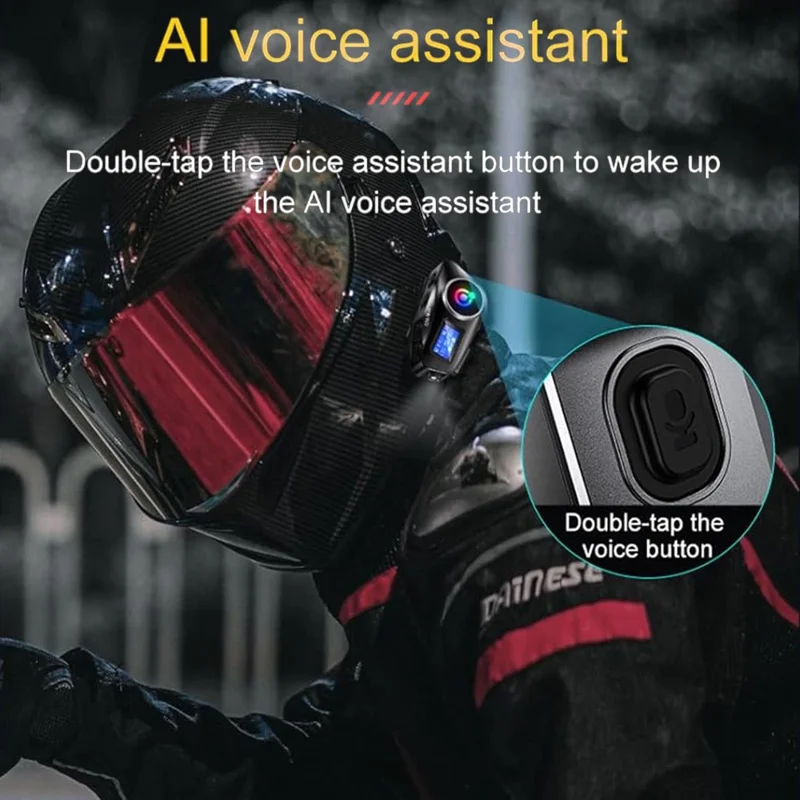 Q58Max 500m Range Motorcycle Helmet Bluetooth-compatible Intercom Headset FM Radio with LED Light, Hard Mic