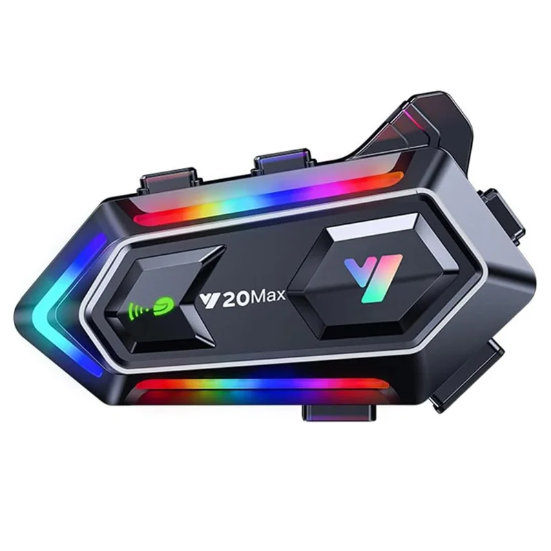 Y20MAX IPX6 Waterproof RGB Lighting Motorcycle Helmet Bluetooth-compatible Intercom Headset with Hard Mic