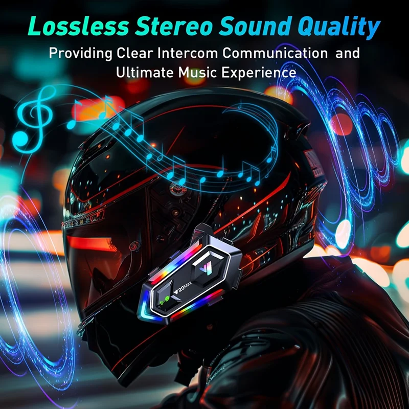 Y20MAX IPX6 Waterproof RGB Lighting Motorcycle Helmet Bluetooth-compatible Intercom Headset with Hard Mic