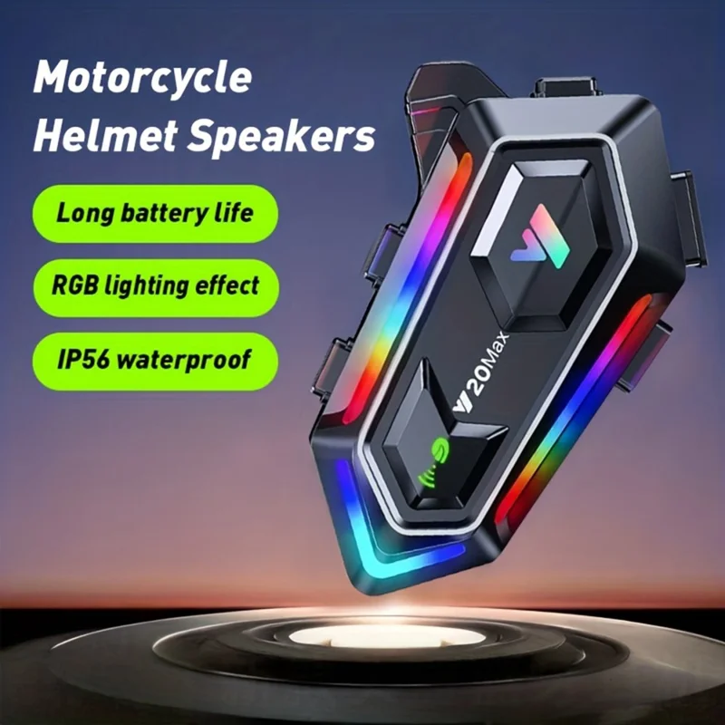 Y20MAX IPX6 Waterproof RGB Lighting Motorcycle Helmet Bluetooth-compatible Intercom Headset with Hard Mic