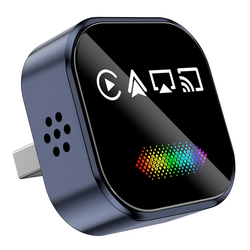 Adattatore Q1A 4 in 1 Wireless CarPlay, da Cablato a Wireless, Android Auto, Dongle USB, Supporto AirPlay e Mirror Link, con Luce Respirante - Zaffiro