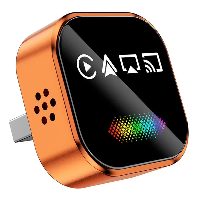 Q1A 4 in 1 Wireless CarPlay Adapter Box Android Auto AirPlay Mirror Link Wired to Wireless USB Dongle with Breathing Light - Orange