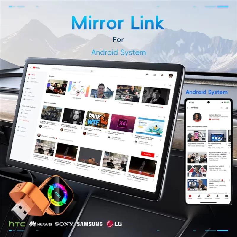 Q1A 4 in 1 CarPlay Android Auto AirPlay Mirror Link Adapter Bluetooth-compatible / WiFi Wireless AI Box USB Dongle - Orange+Colorful Symbol