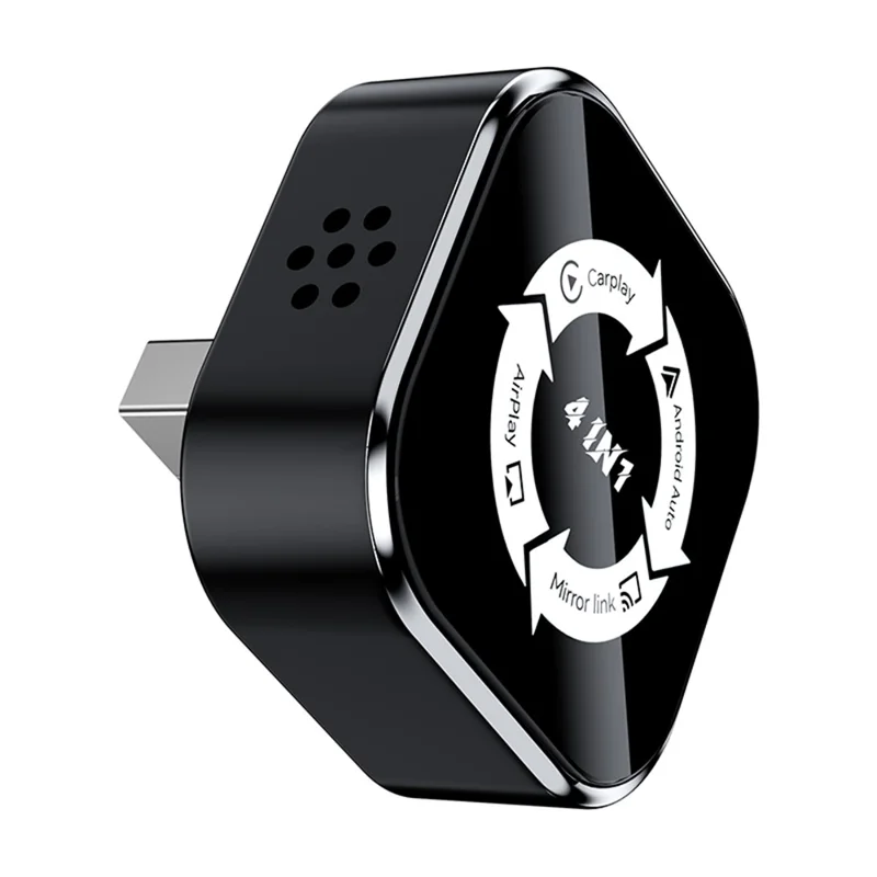 Q1A 4 in 1 CarPlay Android Auto AirPlay Mirror Link Adapter Bluetooth-compatible / WiFi Wireless AI Box USB Dongle - Black+White Symbol