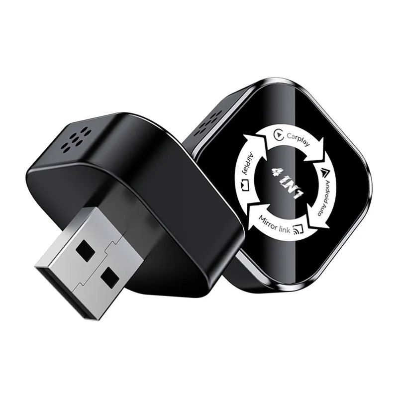 Q1A 4 in 1 CarPlay Android Auto AirPlay Mirror Link Adapter Bluetooth-compatible / WiFi Wireless AI Box USB Dongle - Black+White Symbol
