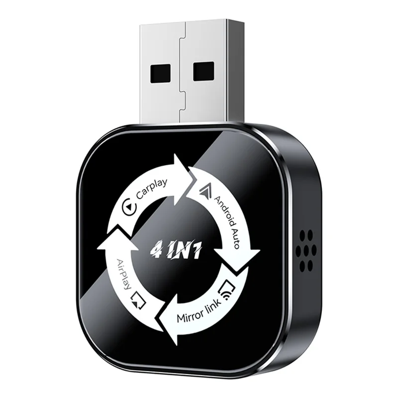 Q1AS 4 in 1 Wireless CarPlay Android Auto AirPlay MirrorLink Adapter Bluetooth-compatible / WiFi USB Dongle - Black+White Symbol