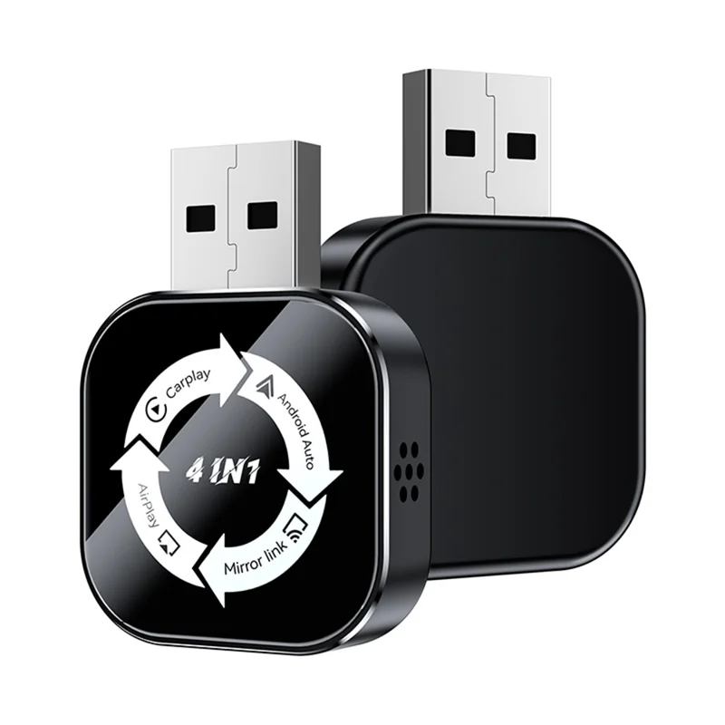 Q1AS 4 in 1 Wireless CarPlay Android Auto AirPlay MirrorLink Adapter Bluetooth-compatible / WiFi USB Dongle - Black+White Symbol