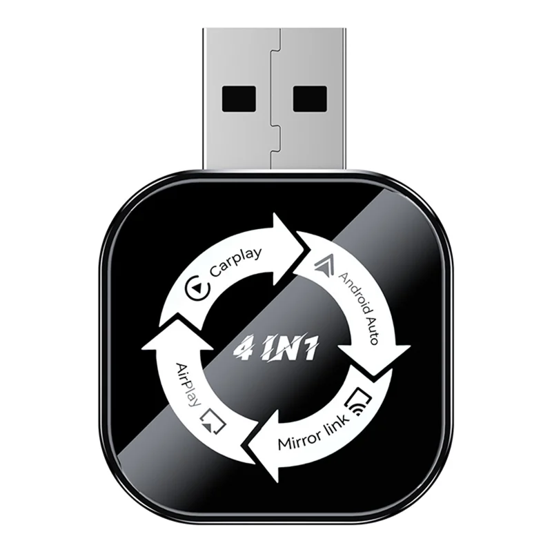 Q1AS 4 in 1 Wireless CarPlay Android Auto AirPlay MirrorLink Adapter Bluetooth-compatible / WiFi USB Dongle - Black+White Symbol