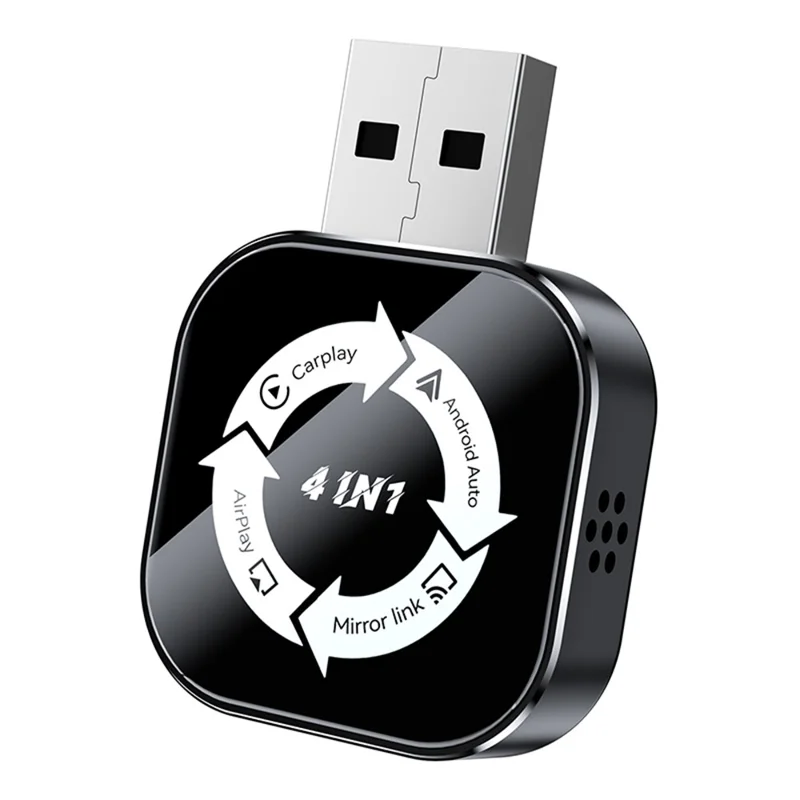 Q1AS 4 in 1 Wireless CarPlay Android Auto AirPlay MirrorLink Adapter Bluetooth-compatible / WiFi USB Dongle - Black+White Symbol