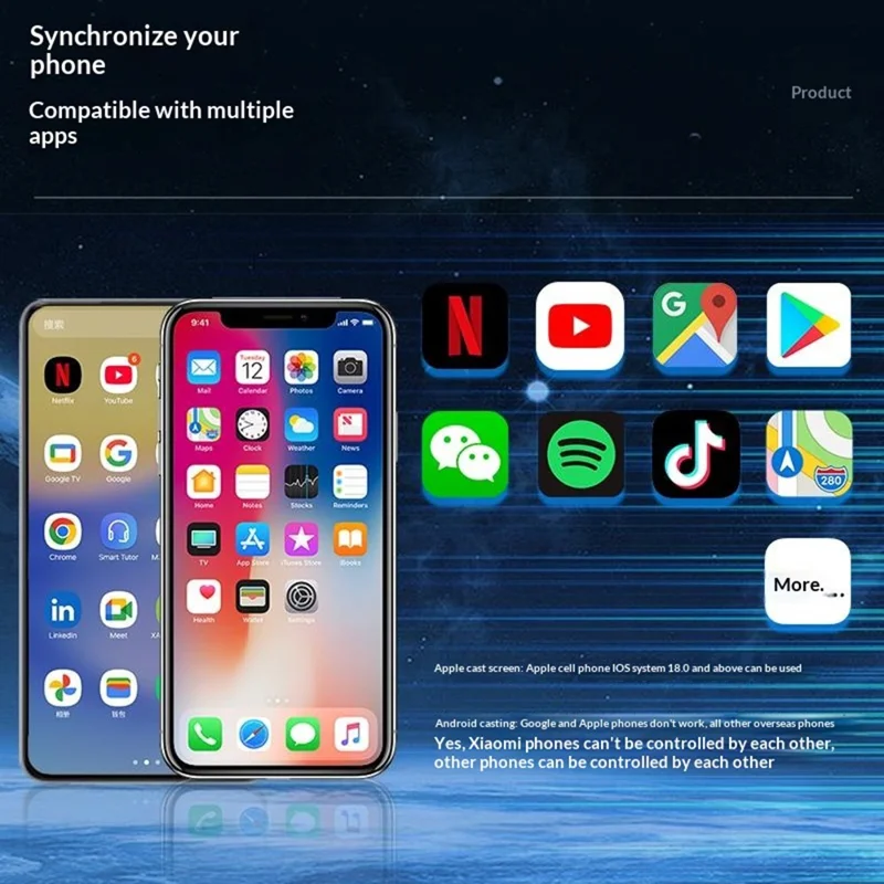 Q1AS 4 in 1 Wireless CarPlay Android Auto AirPlay MirrorLink Adapter Bluetooth-compatible / WiFi USB Dongle - Tarnish Grey+White Symbol