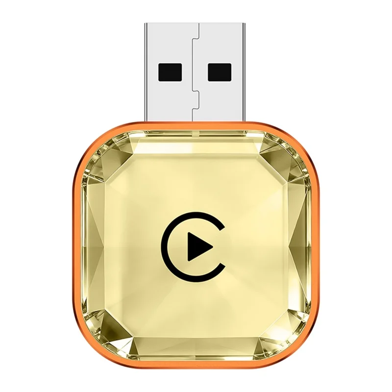 Q1AS 4 in 1 Diamond Cut Wireless CarPlay Adapter Wired to Wireless Android Auto AirPlay Mirror Link USB Dongle - Orange+Gold
