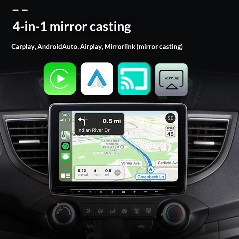 Q1AS 4 in 1 Diamond Cut Wireless CarPlay Adapter Wired to Wireless Android Auto AirPlay Mirror Link USB Dongle - Orange+Silver