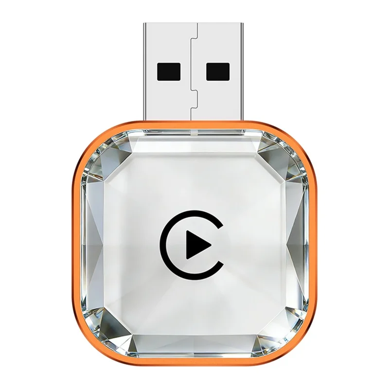 Q1AS 4 in 1 Diamond Cut Wireless CarPlay Adapter Wired to Wireless Android Auto AirPlay Mirror Link USB Dongle - Orange+Silver