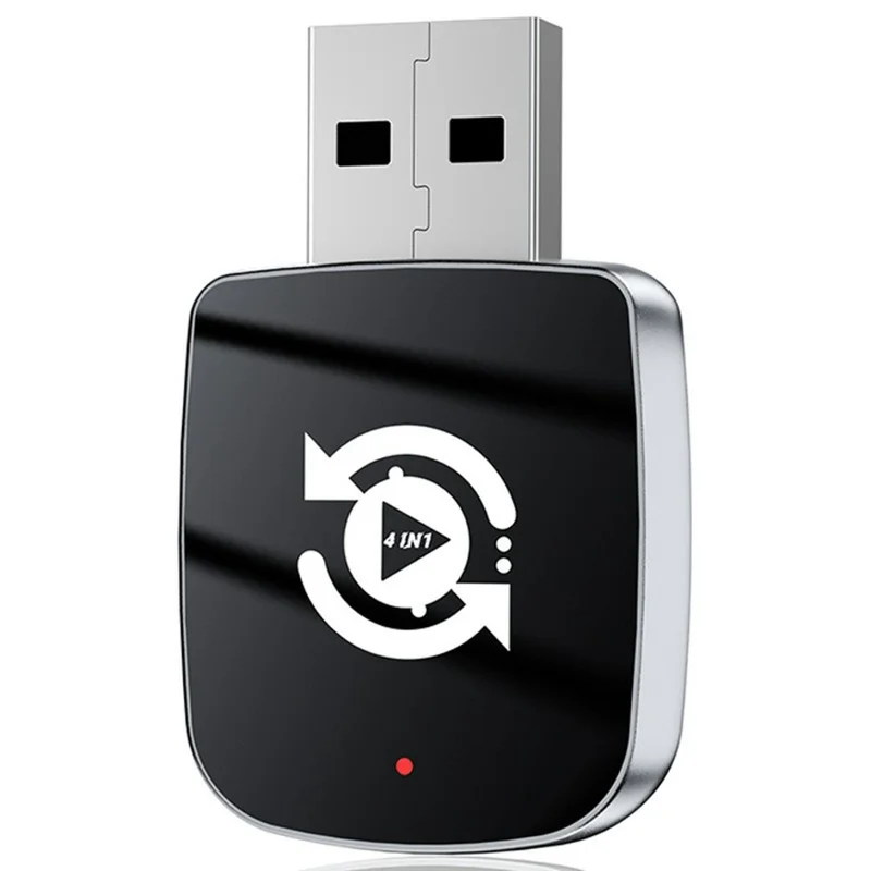 Q1U 4 in 1 Wireless Carplay Smart AI Box Wired to Wireless CarPlay Android Auto AirPlay Mirror Link USB Dongle - Silver