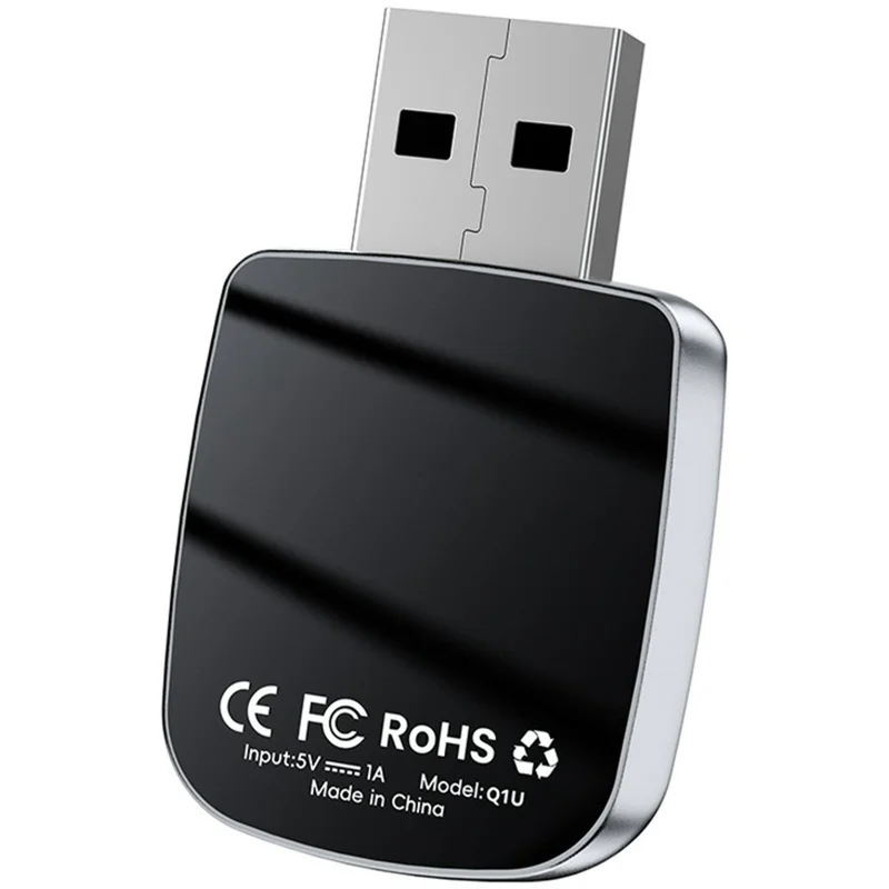 Q1U 4 in 1 Wireless Carplay Smart AI Box Wired to Wireless CarPlay Android Auto AirPlay Mirror Link USB Dongle - Silver