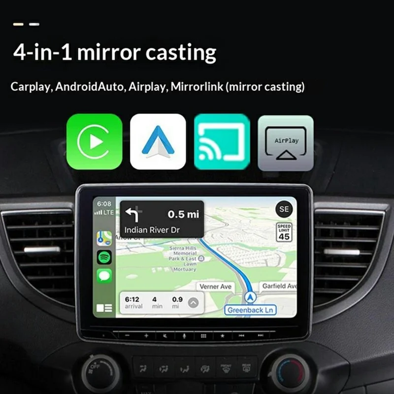 Q1U 4 in 1 Wireless Carplay Smart AI Box Wired to Wireless CarPlay Android Auto AirPlay Mirror Link USB Dongle - Silver