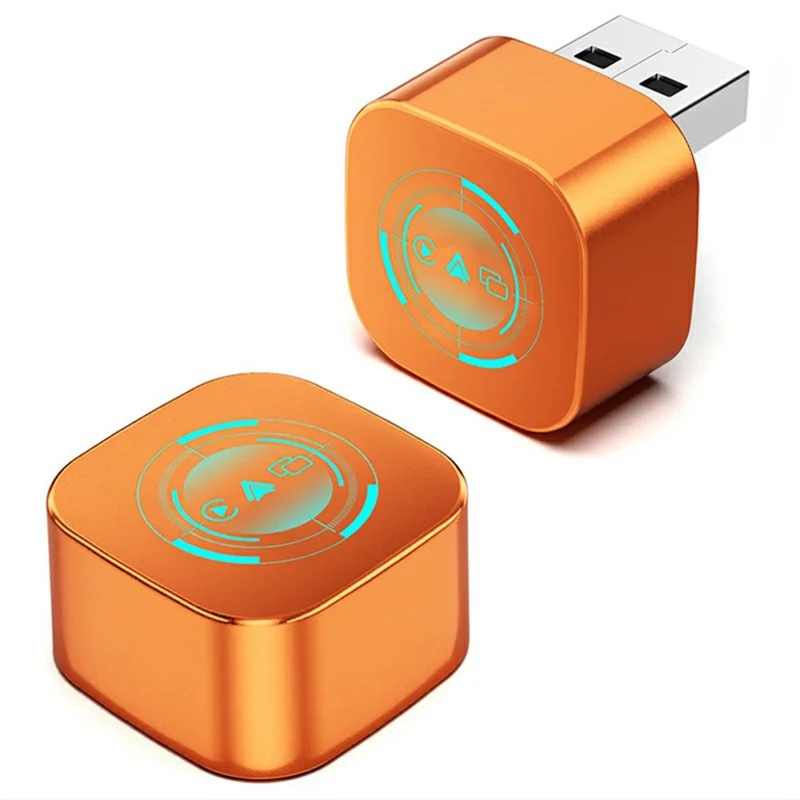 Q1AF Wireless Carplay Adapter Smart AI Box Airplay Mirror Link Android Auto Carplay 4 in1 Wired to Wireless USB Dongle - Orange / Blue Lighting
