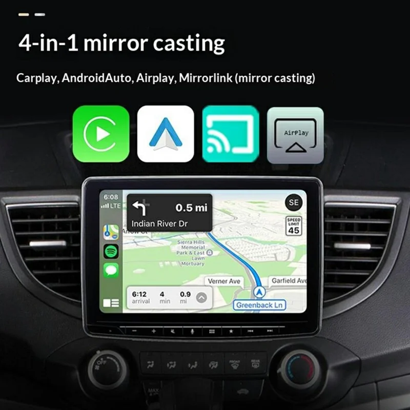 Q1AF Wireless Carplay Adapter Smart AI Box Airplay Mirror Link Android Auto Carplay 4 in1 Wired to Wireless USB Dongle - Orange / Blue Lighting