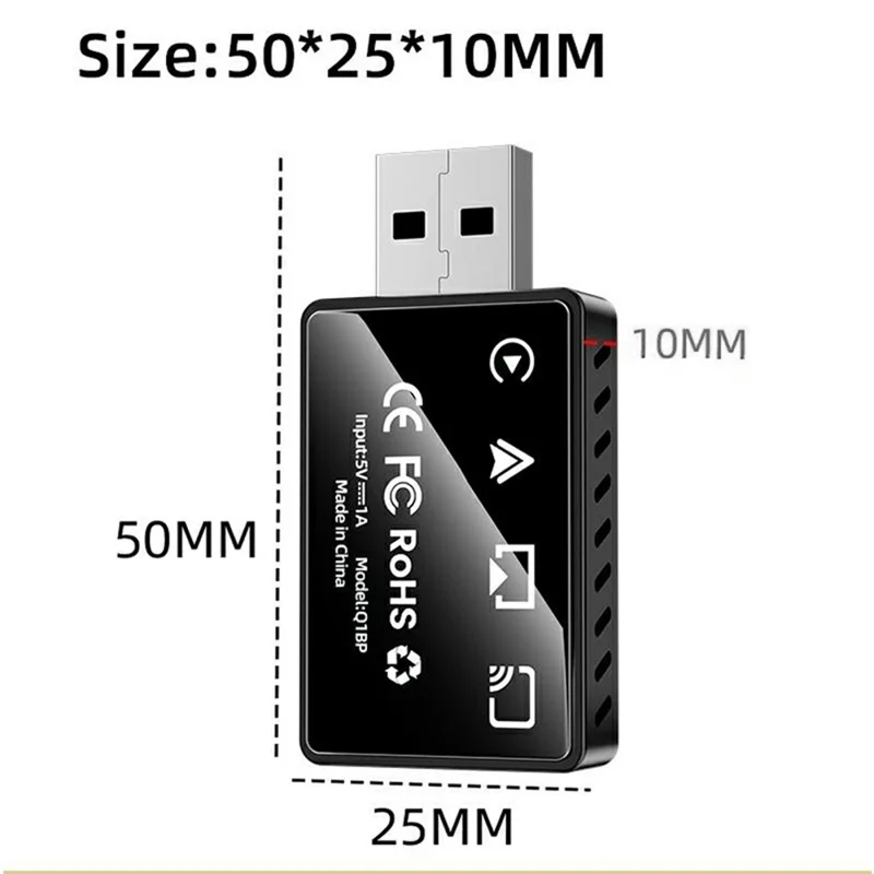 Q1BP 4 in 1 Wireless CarPlay Adapter AirPlay Mirror Link CarPlay Android Auto USB Dongle - Black