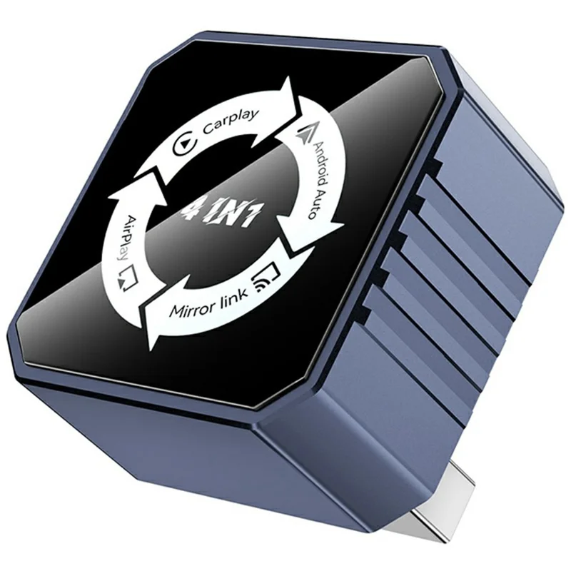 Q1BVS 4 in 1 Wired to Wireless CarPlay Adapter Android Auto Airplay Mirror Link AirPlay USB Dongle Smart AI Box - Sapphire  /  White Mark