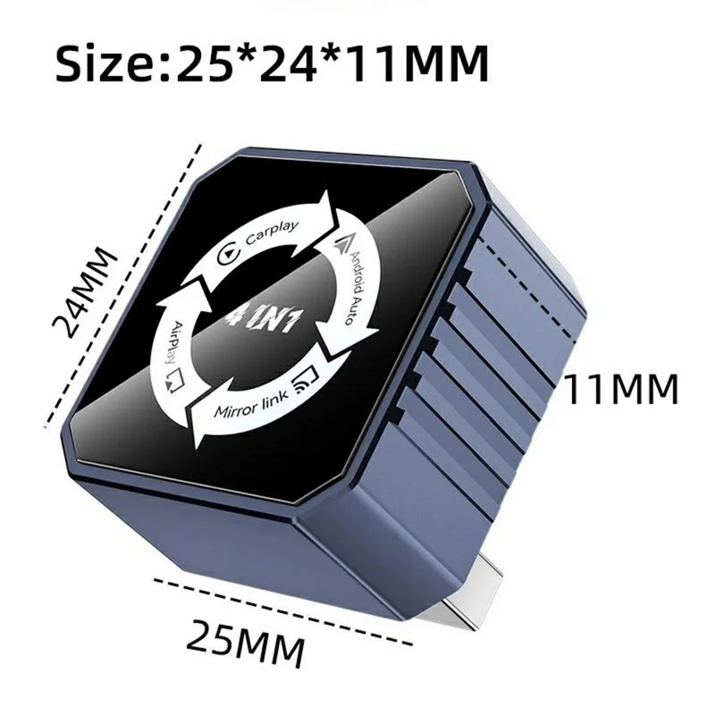 Q1BVS 4 in 1 Wired to Wireless CarPlay Adapter Android Auto Airplay Mirror Link AirPlay USB Dongle Smart AI Box - Sapphire  /  White Mark