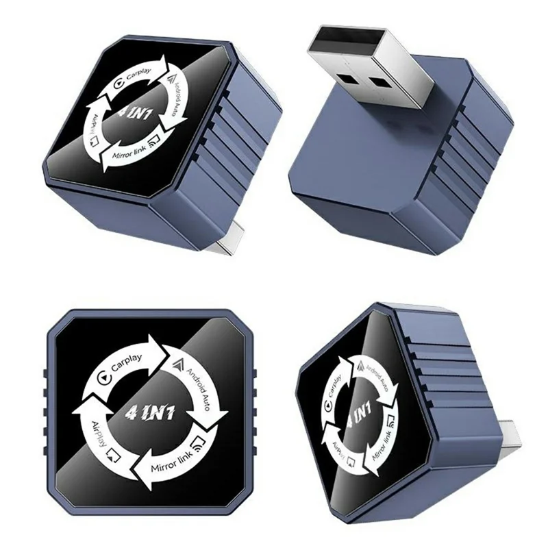 Q1BVS 4 in 1 Wired to Wireless CarPlay Adapter Android Auto Airplay Mirror Link AirPlay USB Dongle Smart AI Box - Orange  /  White Mark