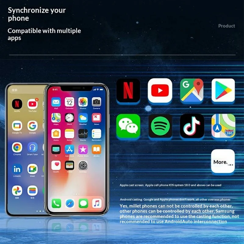 Q1BVS Wired to Wireless CarPlay Adapter 4 in 1 CarPlay Android Auto AirPlay Mirror Link Smart Box - Orange / Gold Diamond