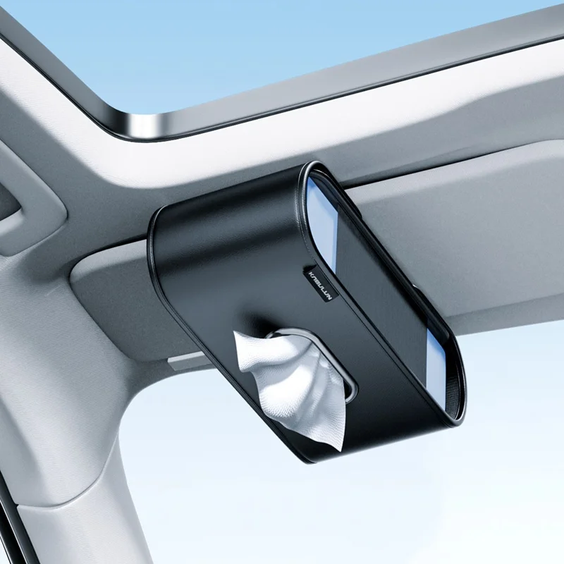 KABULUN Portatessera Auto in Pelle Multifunzione con Supporto a Clip Elastica per Cruscotto