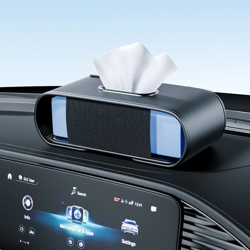 KABULUN Portatessera Auto in Pelle Multifunzione con Supporto a Clip Elastica per Cruscotto