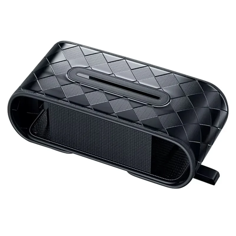 Car Tissue Box Holder Leather Vehicle Seat Back Organizer with Metal Opening Design for Cars