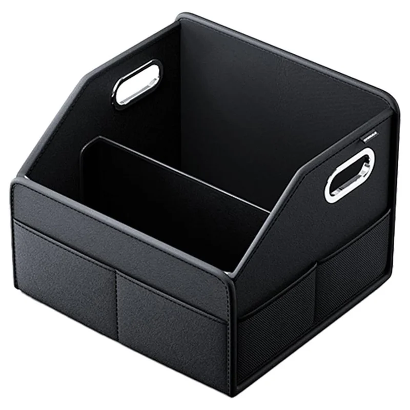 Boîte de Rangement pour Coffre de Voiture en Cuir PU Pliable Récipient de Rangement à Plusieurs Compartiments