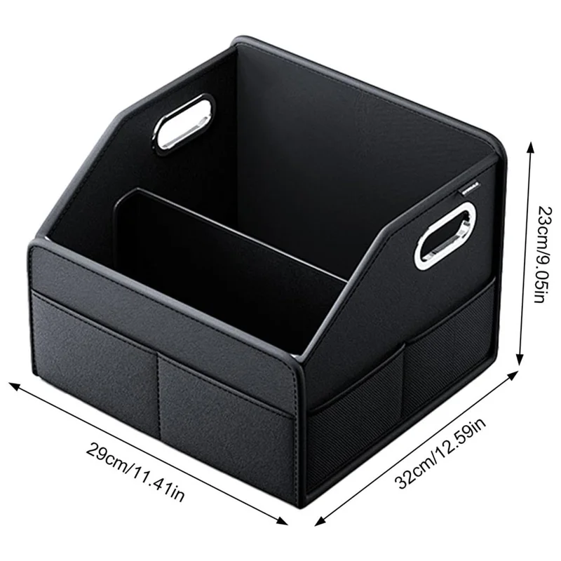 Boîte de Rangement pour Coffre de Voiture en Cuir PU Pliable Récipient de Rangement à Plusieurs Compartiments