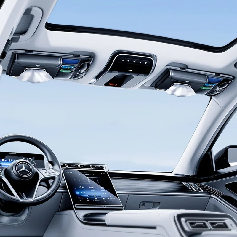 Organisateur pour pare-soleil de voiture, porte-boîte de mouchoirs, compartiment de rangement pour lunettes, pochette de rangement multifonction pour cartes, pour voitures et camions