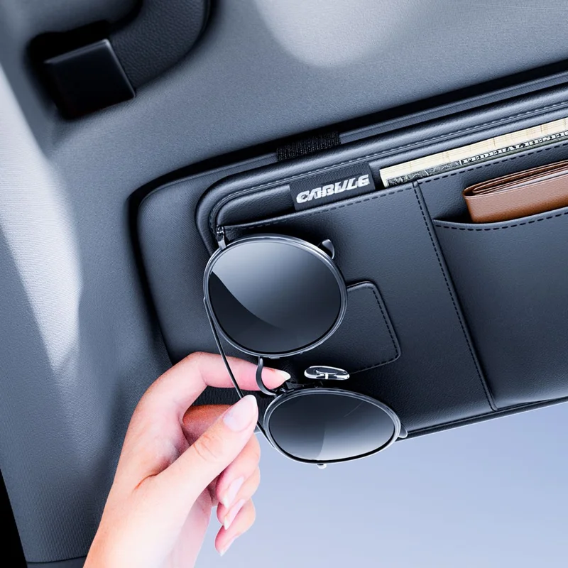 Auto-Sonnenblendenorganizer mit Multifunktionsspeicherbeutel für Brille, Kartenhalter, Dokumentenfach