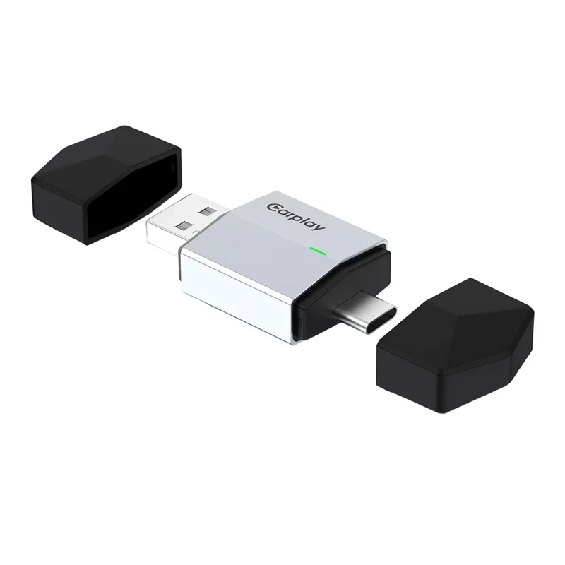 TYS-4262AC 2 in 1 Wireless CarPlay Android Auto Adapter Bluetooth-compatible WiFi USB-A USB-C Dual Interface Dongle - Silver