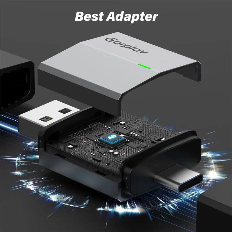 TYS-4262AC 2 in 1 Wireless CarPlay Android Auto Adapter Bluetooth-compatible WiFi USB-A USB-C Dual Interface Dongle - Silver