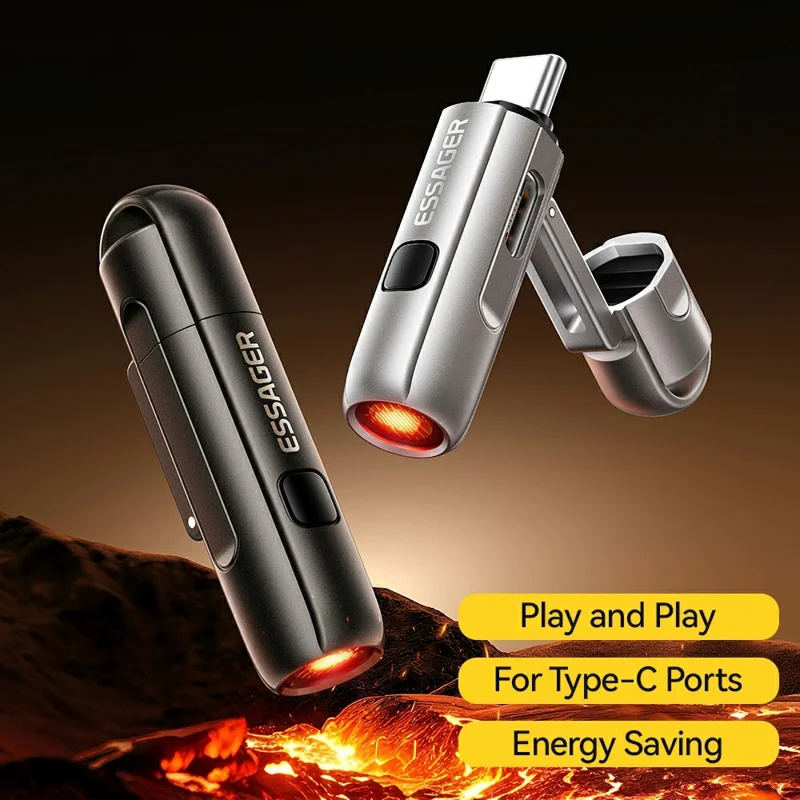 ESSAGER 2-in-1 Type-C Adapter Cigarette Lighter Adapter Portable Heating Device with Auto Shutoff - Black