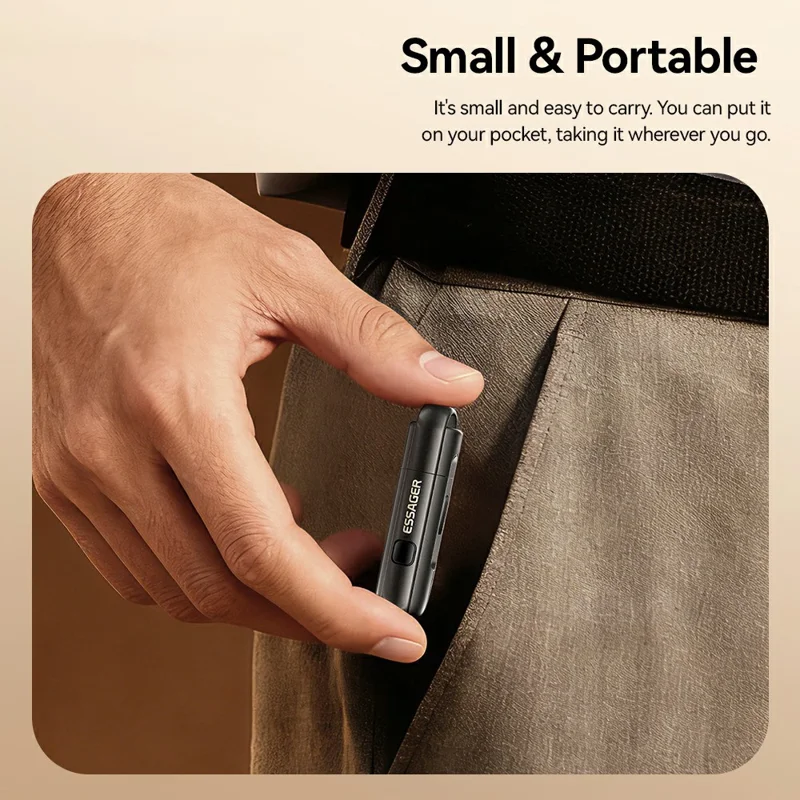 ESSAGER 2-in-1 Type-C Adapter Cigarette Lighter Adapter Portable Heating Device with Auto Shutoff - Black